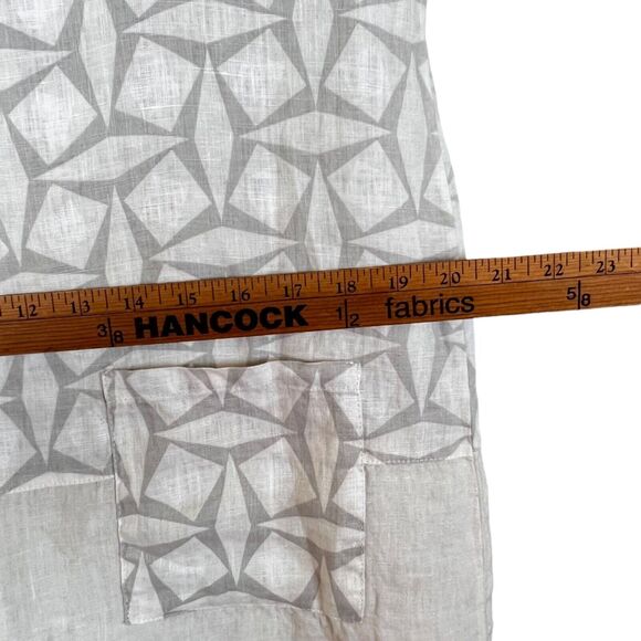 Club Voltaire Linen Linen Midi Dress Laganlook Loose Fit S/S Pockets Sz L Italy - Picture 13 of 15